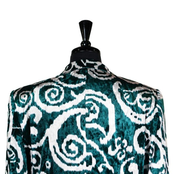 Mens Blazer Green White Abstract Velvet Formal Tuxedo Suit Jacket Sport Coat 42R - Picture 7 of 8